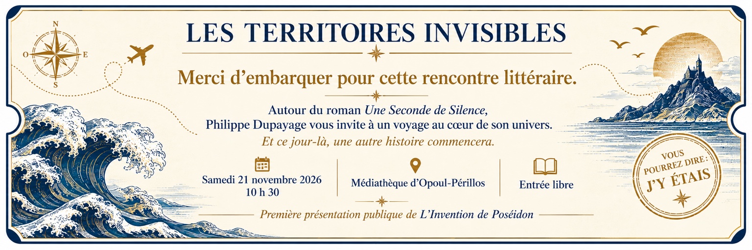 Maquette du billet d’embarquement de la rencontre littéraire du 21 novembre 2026